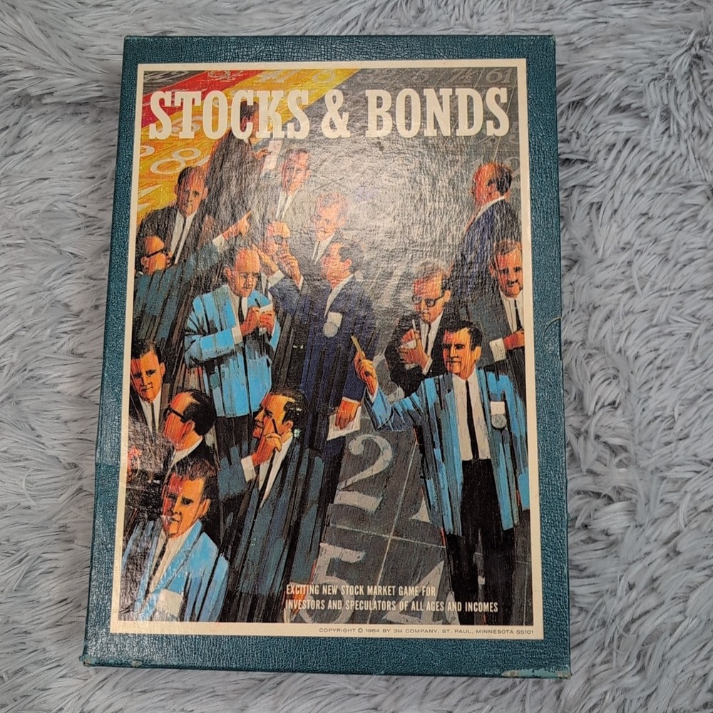 Vintage Stocks and Bonds Board Game 3M Bookshelf Game 1964 Stock Market Complete